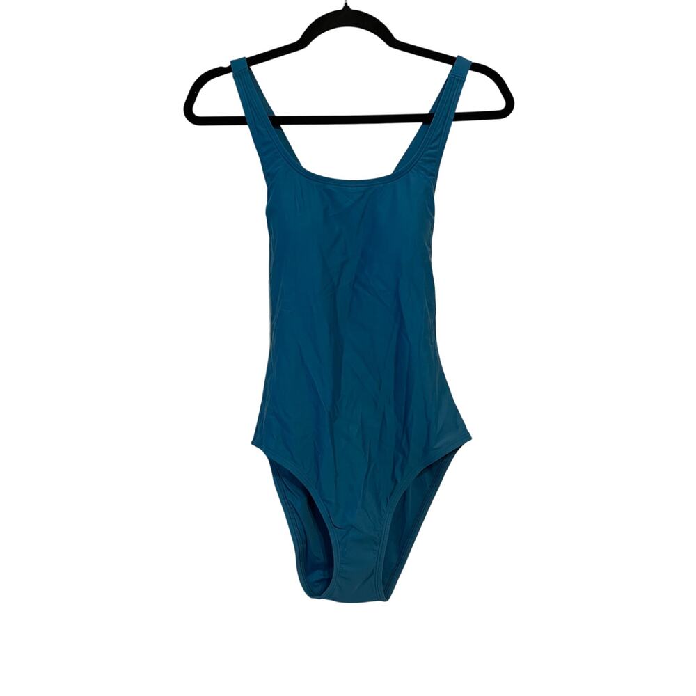 Quince Italian cross back one piece swimsuit in deep lagoon teal Size S
